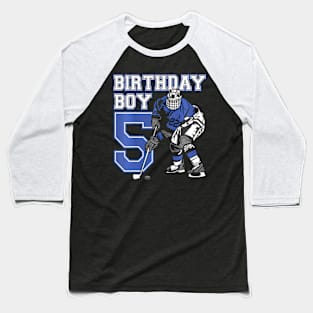 Kids 5 Year Old Ice Hockey Themed Birthday Party 5Th Boy Baseball T-Shirt